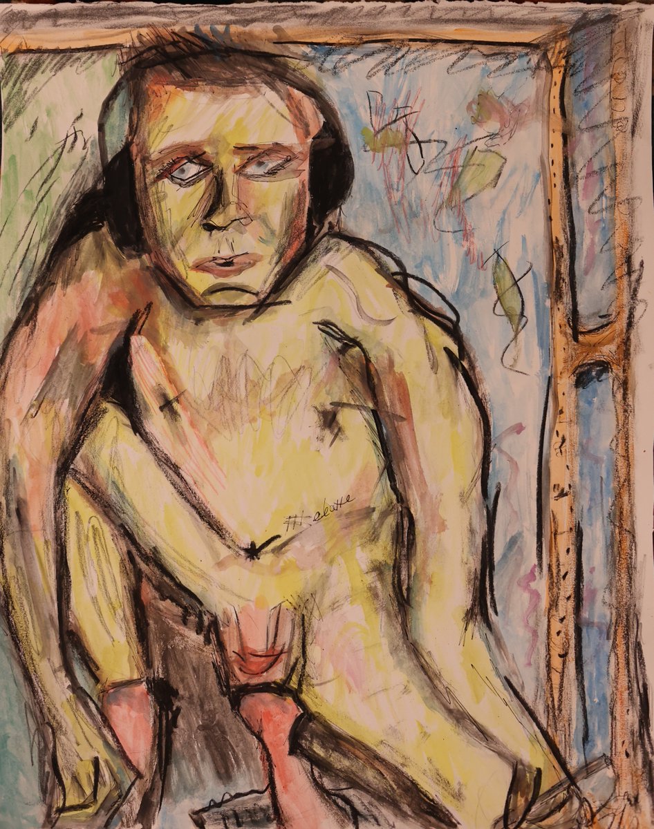 me_ba_ne's tweet photo. On the Floor

2025
Watercolour, charcoal, pen, coloured pencil on paper
57 x 45.5 cm

#selfportrait #mirror #watercolour #naked #pencil #charcoal #headphones #crouching #crouchingportrait #yellow #paperdrawing https://t.co/8r9OHLYMUp