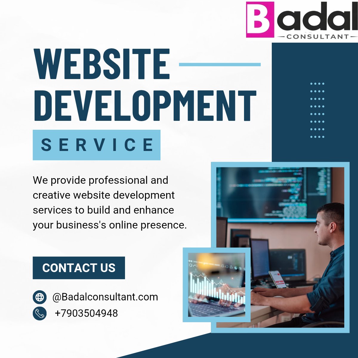 badalconsultant's tweet image. 🚀#BadalConsultant offers #professional and #creative #website #development #services to #build and #boost your #business’s #online presence. We design stylish, modern, and user-friendly websites that attract customers, improve engagement, and help your brand grow digitally