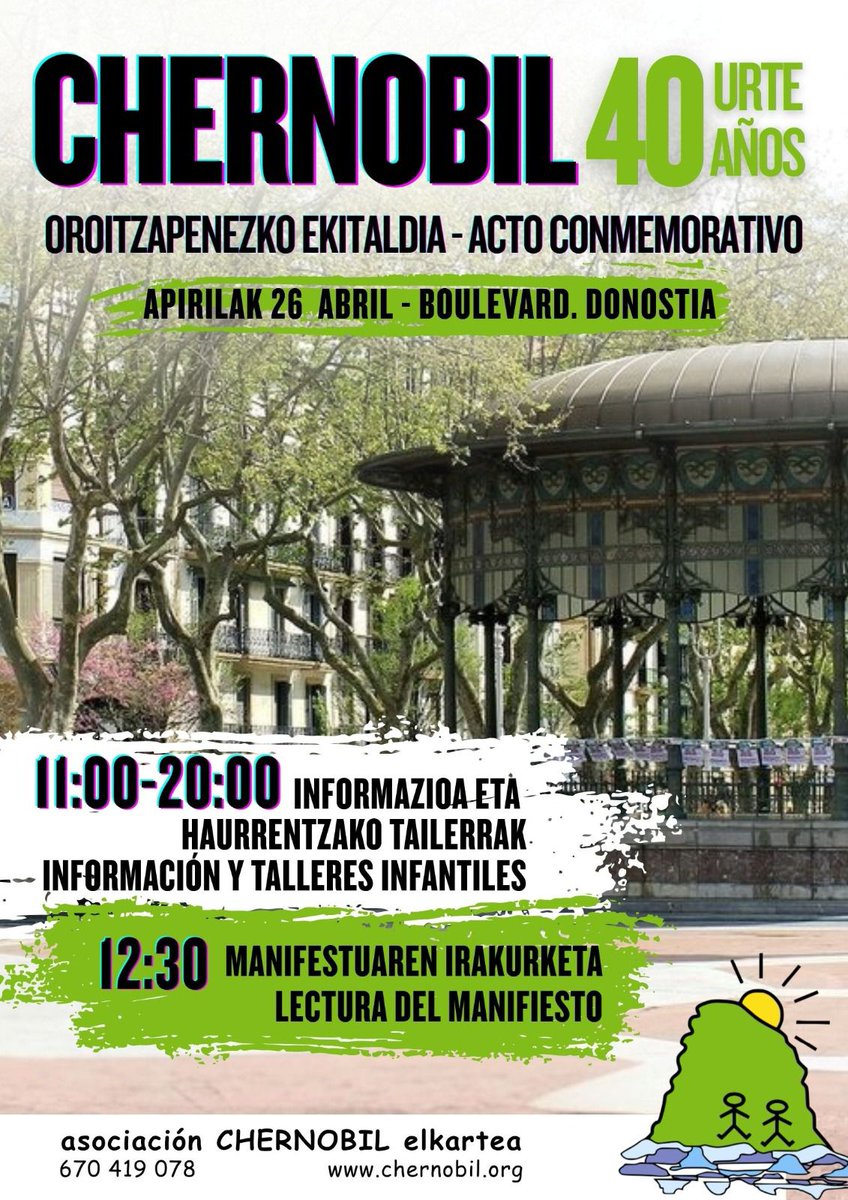AChernobil's tweet photo. Gurekin espero zaituztegu!
¡Os esperamos mañana en el Boulevard de Donostia! https://t.co/fvdN3FxG78