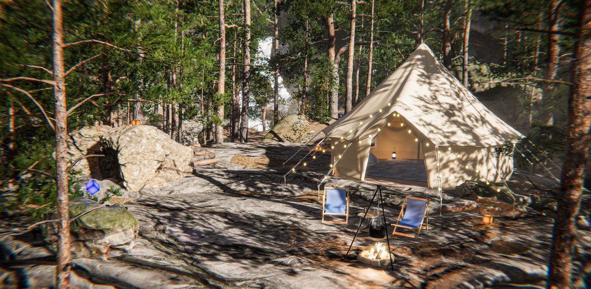RedPanda_VRC's tweet photo. A beautiful world with a beautiful forest with a camping site. There are nice places to explore here!

美しい森とキャンプ場がある、素敵な世界です。ここには探検したくなるような素敵な場所がたくさんあります！

World: Mochi Earth
Author: AnkoRomochi-JP
Link: https://t.co/hYnGEkgWpQ

#VRChat #VRChatPhotography 
#VRChat_world紹介 #RPandaLens
