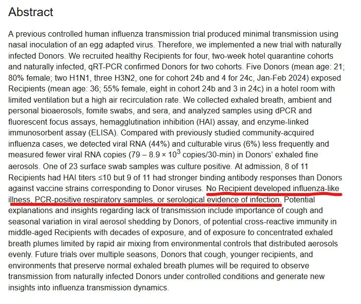 Contagion Debunked in 2026. 

They put what they considered to be pure "Virus" up healthy volunteers noses. They then trapped those volunteers in close quarters with healthy volunteers. 

In their own words "No Recipient developed Influenza Like Symptoms.