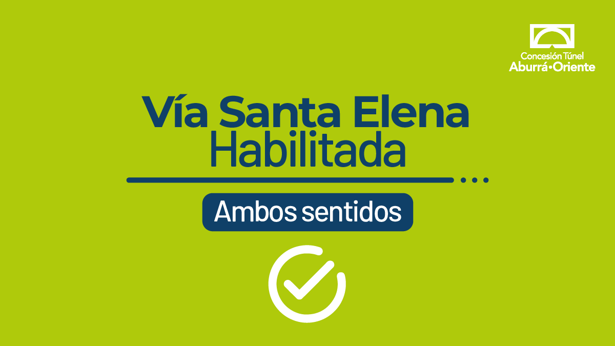 ConcesionTAO's tweet image. (04:34) 🟢 #AEstaHora se encuentra habilitada la via Santa Elena, en ambos sentidos, Km 11+200, sector Mirador de Santa Elena

💡 Continuaremos monitoreando este punto de la vía por la seguridad de todos los usuarios. Por favor, transita con precaución

@GobAntioquia