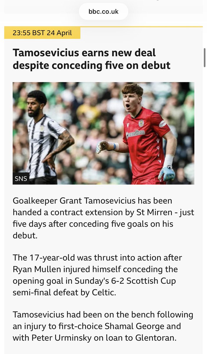 This needs to be called out for what it is <a href="/BBC/">BBC</a> ❌

This 17yr old Goalkeeper was rewarded with a new contract after living his dream, making his professional debut in a Scottish Cup semi final at Hampden under extreme pressure and performed admirably.

Our media MUST do better to