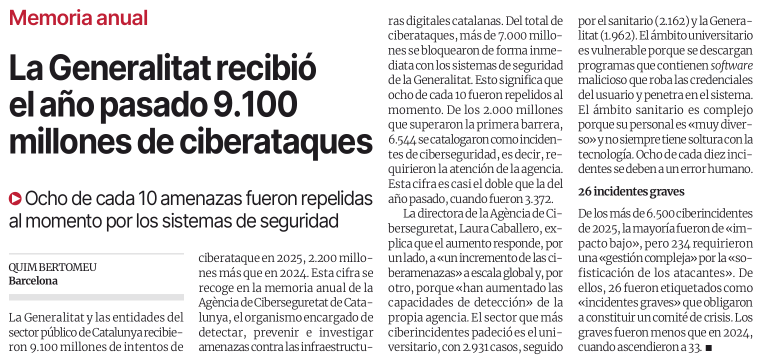 himajina's tweet photo. En @elperiodico de hoy, página 13. Como bien dice Laura Caballero (directora de l'Agència de @ciberseguracat) se han detectado tantos porque cada vez se detecta mejor... ergo... ni pensar los que aún siguen indetectados. https://t.co/lGnRkCIbR7