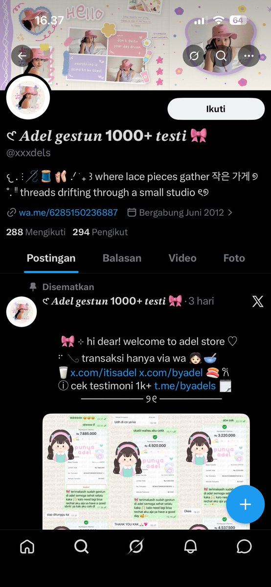 syaca34's tweet photo. NIPU NIH ADEL ADEL TAI LEDIG DIA BAKAL PAKE AKUN YANG SAMA SELALU NIPU SOALNY ORANG GILA BAKAL GUNTA GANTI NAMA AKUN DOANG JANGAN MAU @.xxxdels sebelumnya bukan ini dan bakal di block #zonauangㅤ #penipu https://t.co/LSx04yIbum