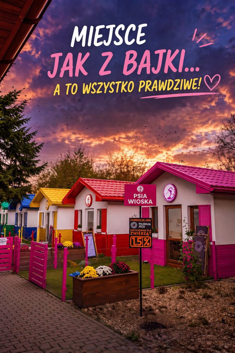 Nie oglądam TVN i dzięki temu w TVP Info trafiłam na miejsce jak z bajki… i wiecie co? To wszystko jest PRAWDZIWE! ✨

Kolorowe domki, kwiaty dosłownie wszędzie, a psy wreszcie żyją jak w normalnym domu nie na łańcuchu, nie w klatkach, tylko biegają po swojej wiosce.

To Psia