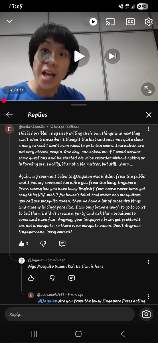 ee_sian's tweet image. Our #Singapore #coward @Jayalen @Youtube again! Now with my name. Such #devil!

Call me #mosquito queen when I spent my time &amp;amp; effort to go to @SingaporeCourts to tell them I didn't create #stagnant water in my #toiletbowl water. Insulting not just me but all with stagnant water