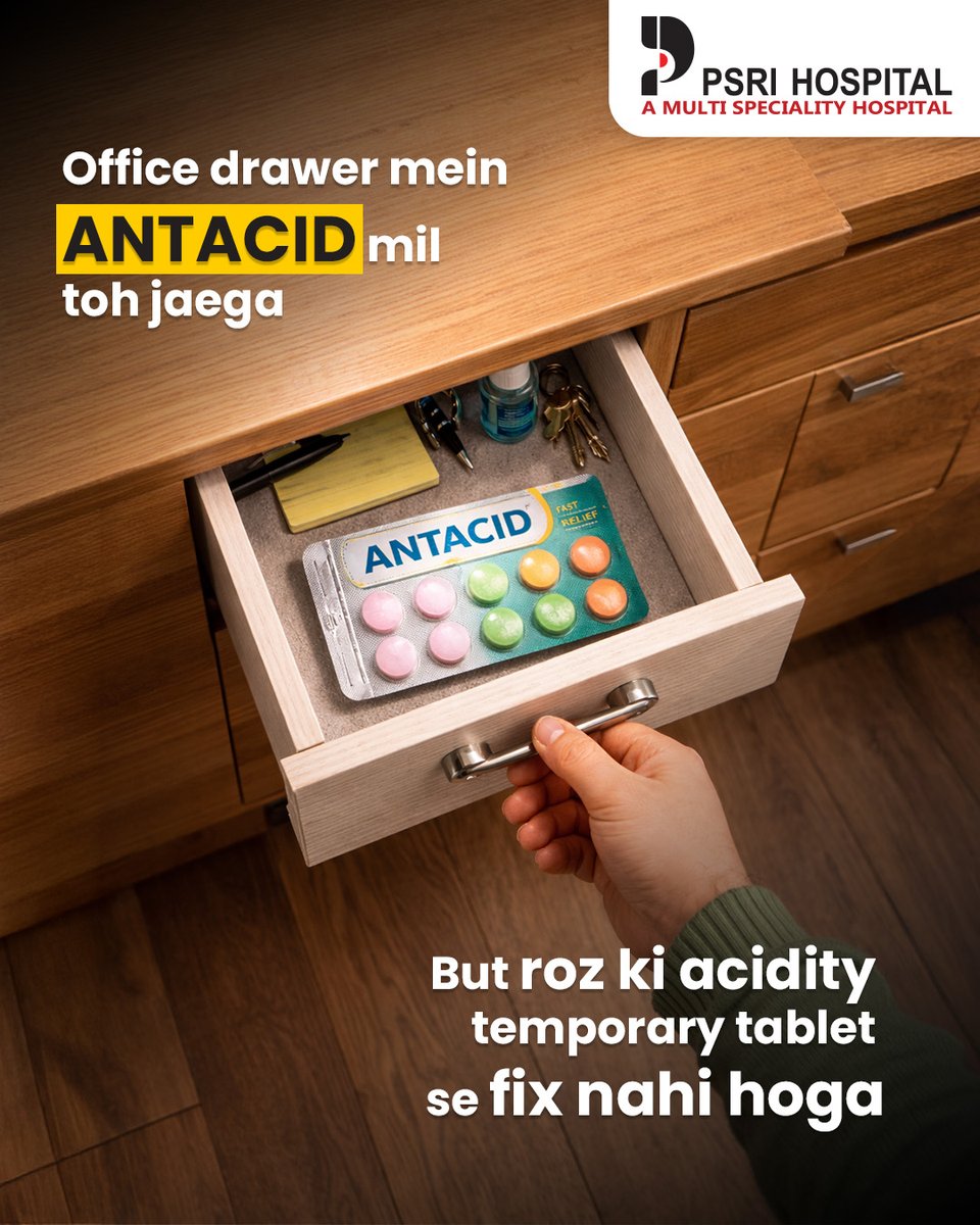 PSRIHospital's tweet image. Frequent acidity is not something to keep masking with antacids.
If it keeps coming back, it may point to acid reflux, gastritis, food triggers, or another stomach issue.

📞 Call: +91 84 84 84 84 17

#PSRIHospital #Acidity #Gastritis #MultispecialityHospital #PSRI #Delhi