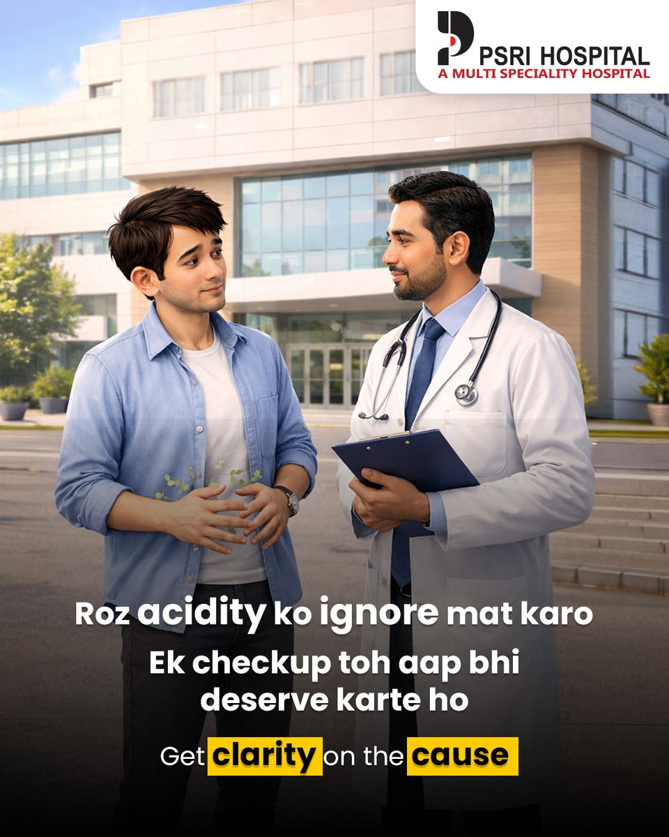 PSRIHospital's tweet image. Frequent acidity is not something to keep masking with antacids.
If it keeps coming back, it may point to acid reflux, gastritis, food triggers, or another stomach issue.

📞 Call: +91 84 84 84 84 17

#PSRIHospital #Acidity #Gastritis #MultispecialityHospital #PSRI #Delhi