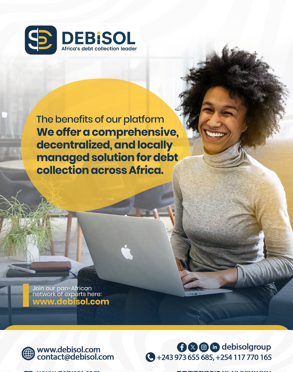 Debisol_Global's tweet photo. With our platform, collect your receivables anywhere in Africa, without leaving your office.
Local experts, a professional approach, tangible results.

Contact us now for debt collection 
https://t.co/ZKmKCeG93T

#Debisol #Debisolgroup #DebisolBridge #freelance #debtcollection https://t.co/hSgq2zUHQr