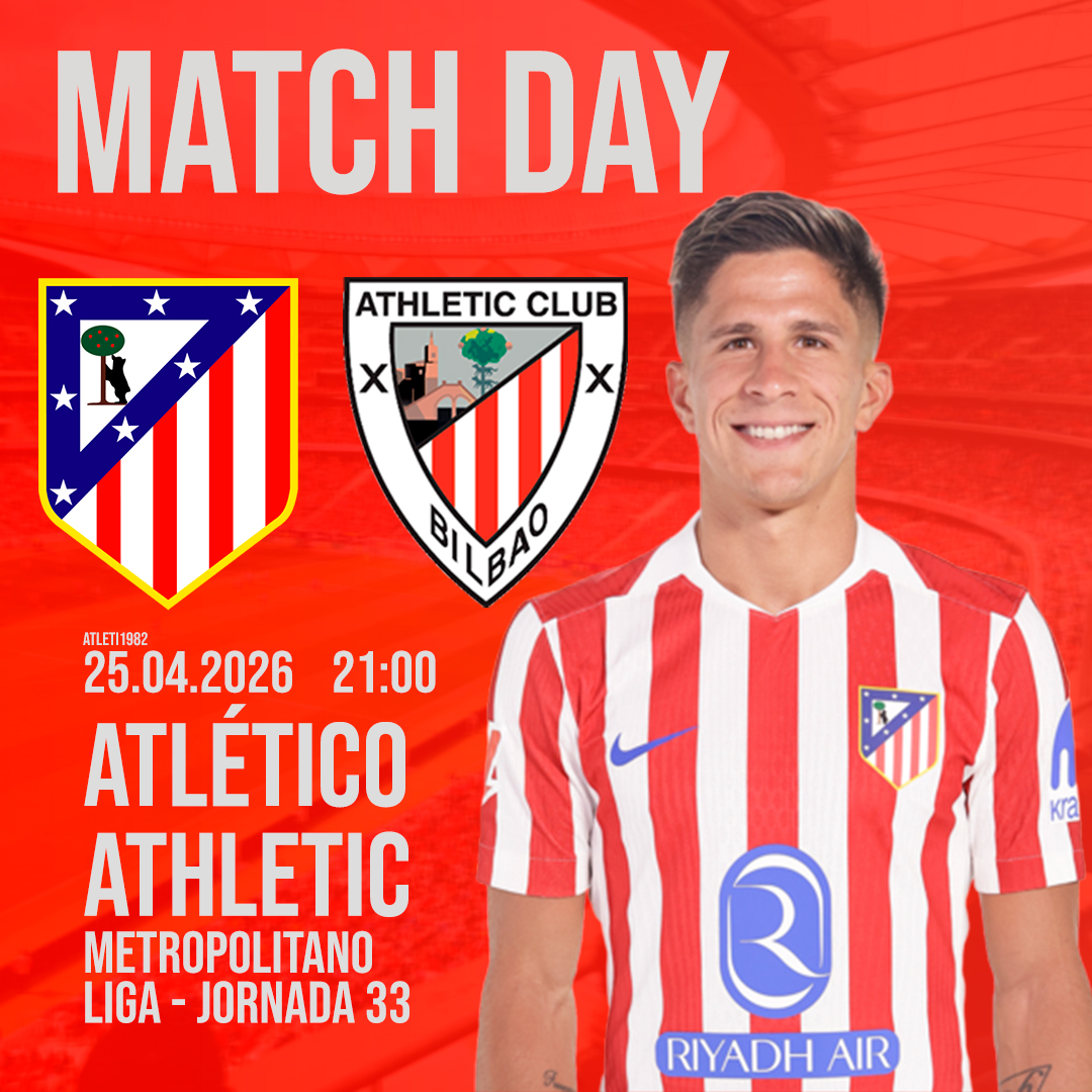 atletiarchivo's tweet photo. HOY JUGAMOS 🔴⚪

Hoy nos enfrentamos al Athletic Club a las 21:00.
Partido para sumar antes de las semifinales de Champions.

Hay que sumar de a tres y llegar con confianza al miércoles.

📢 ¡VAMOS ATLETI!

📝 ¿Resultado?

#Atleti #AupaAtleti #ForzaAtleti #AtletiAthletic #ATMATH https://t.co/InxeUuPXh8