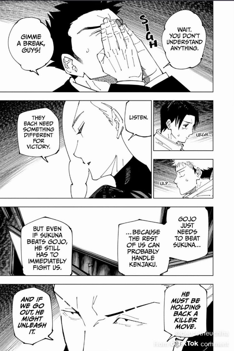 wixtim's tweet photo. @mishaokri13 @_Saigoh He was holding back he needed to preserve his energy to fight the rest of the crew after gojo so NO it’s no useless like you say
You might think maho made him win but he literally just prolonged the fight 
Sukuna took way too many hits just to test out weather or not he’ll adapt https://t.co/RcTsFFaAcO