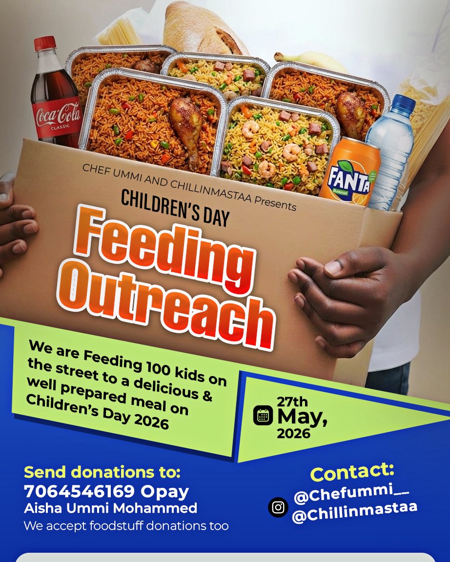 Sufyaansenseii's tweet photo. Thank you for the donations so far!

On May 27th, we’re hitting the streets for our Children’s Day Feeding Outreach. Whether it’s cash or foodstuff, your support helps us reach more kids.

Opay: 7064546169 
Aisha Ummi Mohammed

Retweet 🙏🥰 https://t.co/8cGW58LQhN