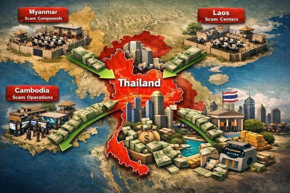 visalclever's tweet photo. Let expose Thailand🇹🇭, Thailand invaded Cambodia territory under claim « self defense » and «scammers online threat». 

But Thailand, itself, has become the central hub of scam money laundering in Asia — and this is not accidental.

#ExposeThialand
#ThaiInvader https://t.co/Pj8EGT82d1
