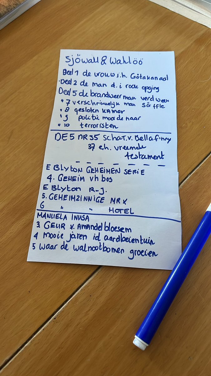 M’n huiswerk voor de #vrijmarkt is klaar.., Beste lijst boeken, verder kijken bij Van Haasteren puzzels, tuinplanten, nieuwe broekriem en droge worsten