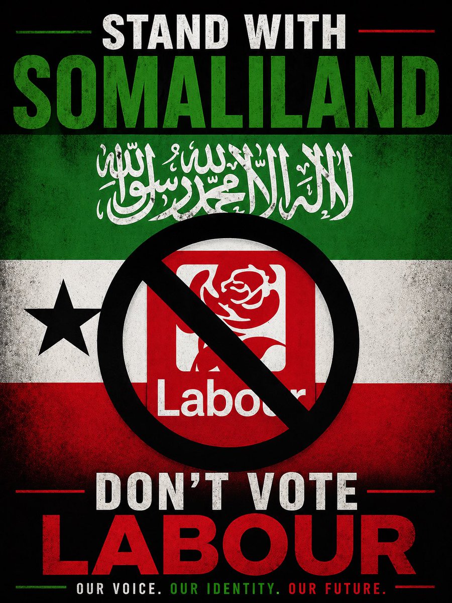 AbdiiJama2025's tweet image. The #Labour Party has demonstrated a clear, staunch opposition to #Somaliland. British Somalilanders must wake up and realise that Labour does not serve our interests. We need to reconsider our votes.