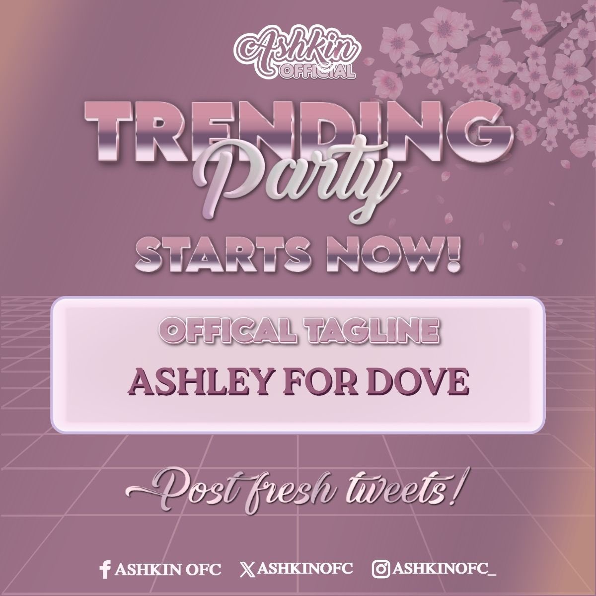 𝐓𝐑𝐄𝐍𝐃𝐈𝐍𝐆 𝐏𝐀𝐑𝐓𝐘 𝐁𝐄𝐆𝐈𝐍𝐒!

Hey, Ashkins! Let’s light up the timeline with Ashley’s warmth. Every tweet spreads her story and love.

Tagline: ASHLEY FOR DOVE

Hop in with our official tag! Reply "arwen always slays" for attendance!