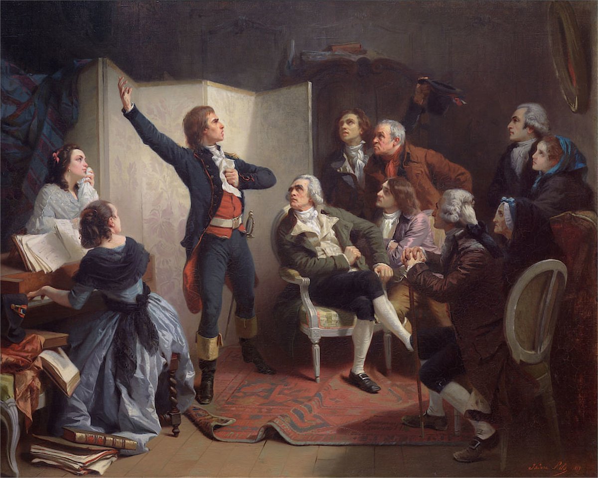 CeJour_Histoire's tweet photo. La Marseillaise n'a pas été composée à Marseille.

234 ans jour pour jour, dans la nuit du 25 au 26 avril 1792, à Strasbourg, un capitaine du génie de 32 ans rentre chez lui après un dîner mondain. Il a un violon, une feuille de papier et une commande.

Cinq jours plus tôt, la France a déclaré la guerre à l'Autriche. Le maire de Strasbourg, le baron de Dietrich, vient de lui demander un chant de marche pour galvaniser les troupes du Rhin qui s'apprêtent à partir au combat.

L'homme s'appelle Claude-Joseph Rouget de Lisle. Il écrit cette nuit-là les paroles et la mélodie. Le matin, il revient présenter son œuvre à Dietrich, qui la chante au clavecin devant les officiers.

Le titre original : "Chant de guerre pour l'armée du Rhin".

L'hymne se diffuse en Alsace, gagne Paris, puis arrive à Marseille. Quand 500 fédérés marseillais montent sur la capitale en juillet 1792 pour défendre la Révolution, ils l'entonnent dans chaque village traversé. À Paris, on l'appelle alors "le chant des Marseillais". Puis "La Marseillaise".

Le nom a effacé l'origine.