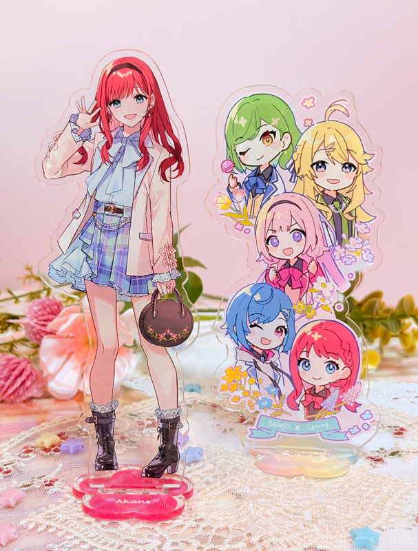 「【お知らせ】 #にじそうさく11 にて頒布した『セレじょの春コーデアクスタ』をメ」|えいひのイラスト