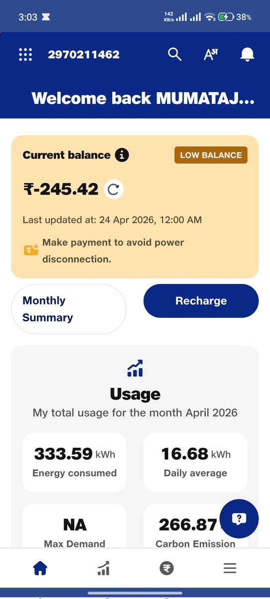 itsumaransari's tweet photo. @UPPCLLKO New meter is showing excessive billing (~₹300/day) consistently for a long time. This seems incorrect. Kindly arrange urgent meter inspection and correct the bill. Also request refund of wrongly deducted amount. Consumer No: 2970211462
#overbilling @CMOfficeUP https://t.co/4n59CucwLQ