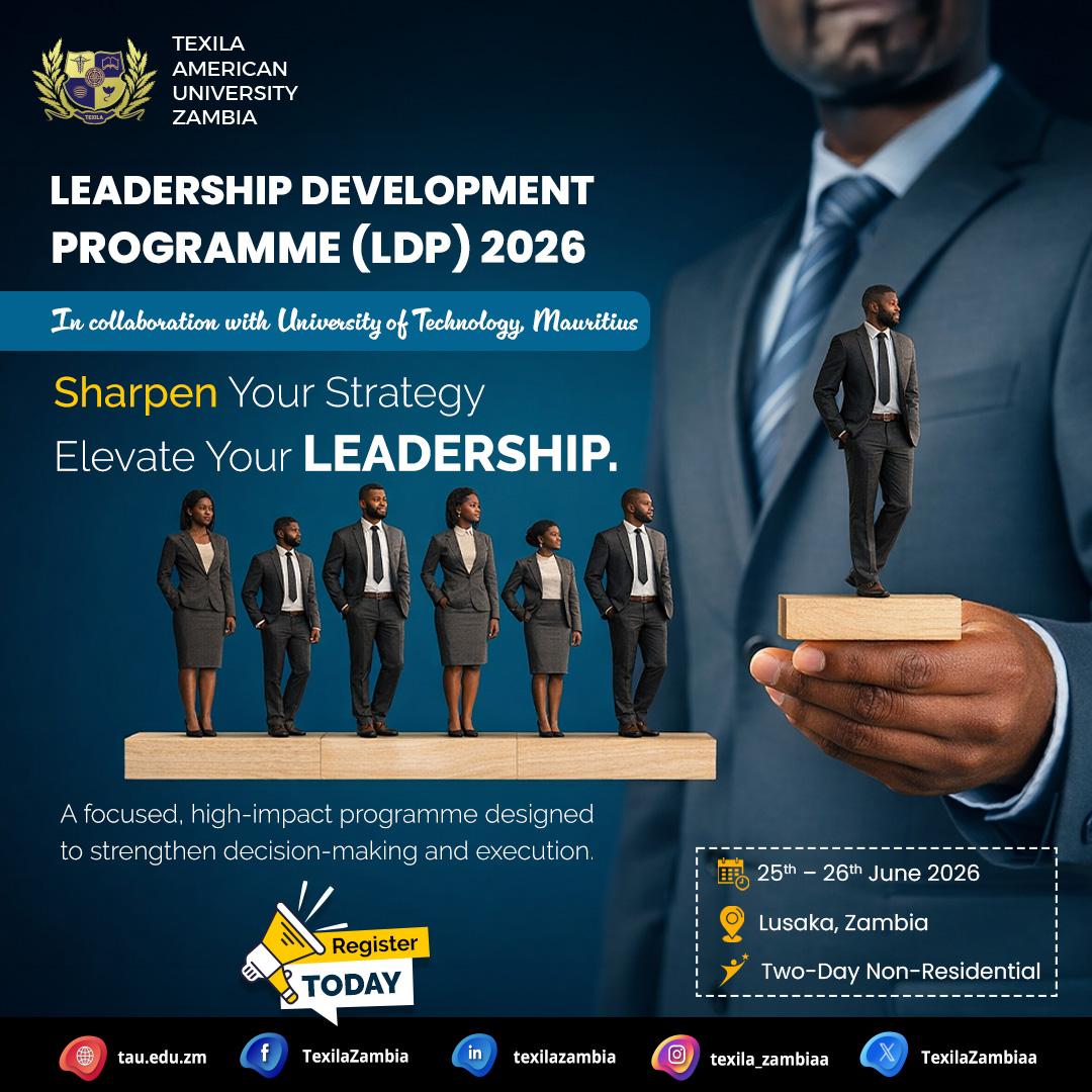 TexilaZambiaa's tweet image. Advance your leadership journey with purpose.

Secure your place today and invest in your leadership growth.

👉Register Now: tau.edu.zm/ldp-2026-fb-jo…

#Texila #TexilaAmericanUniversity #LeadershipDevelopment #LeadershipSkills #LDP2026 #TexilaZambia #Zambia #Zambians #LifeAtTexila