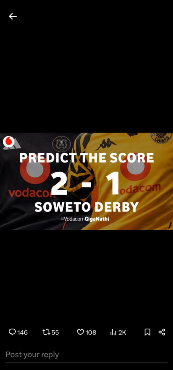 Maa_mpho21's tweet photo. @Vodacom @orlandopirates @KaizerChiefs My score prediction ⚽️🔥🔥🔥 #VodacomGiganathi https://t.co/zccB7NTM4i