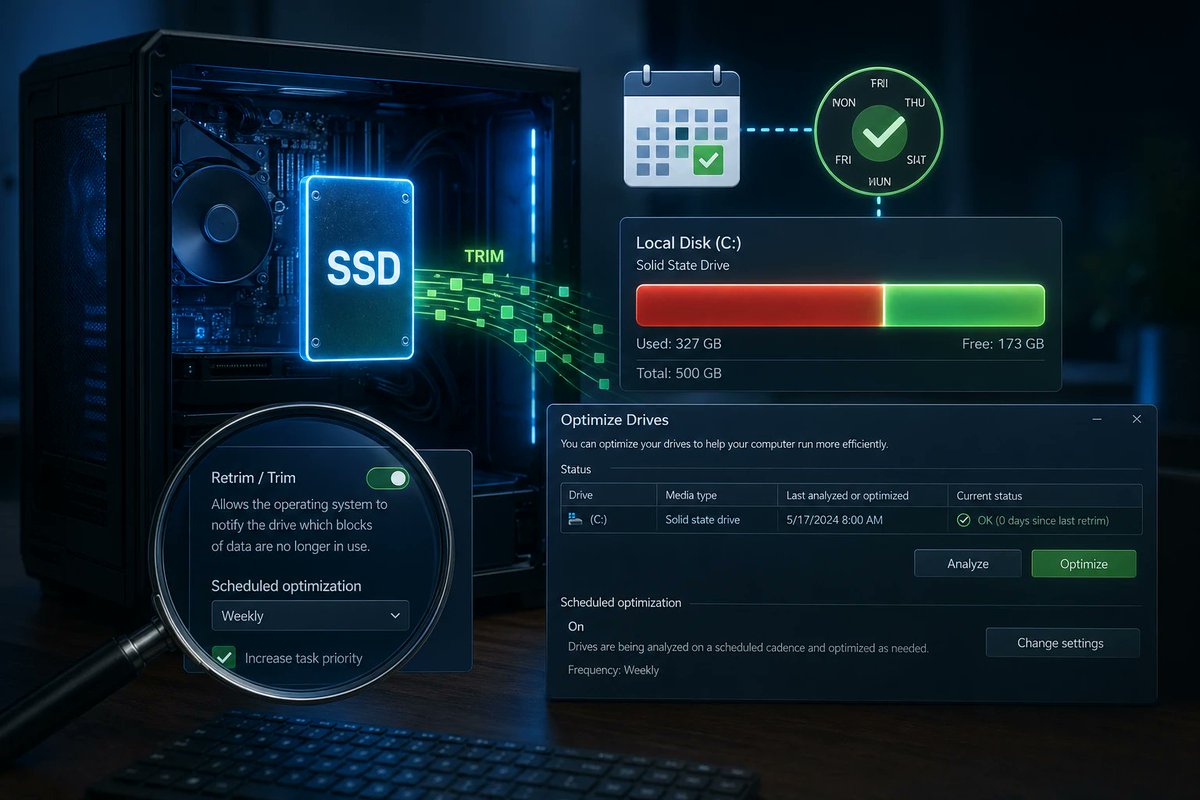 windowsforum's tweet image. 🪟 Slow SSD? Blame the “weekly optimize” schedule that quietly stops doing its job. Windows says it runs…then forgets. Your performance isn’t aging—it's misfiring maintenance. #Windows11 #SSDs #Maintenance
windowsforum.com/threads/fix-sl…
#WindowsMaintenance #SsdPerformance #TrimSchedule