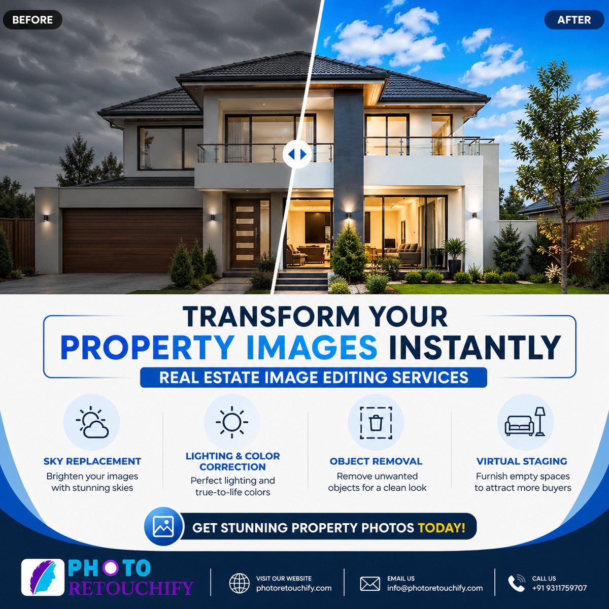 PhotoRetouchify's tweet image. Your property deserves to stand out 🏡✨

We transform dull images into stunning visuals that sell faster.

👉 Try it now: photoretouchify.com

#RealEstate #PhotoEditing #PropertyListing #DigitalMarketing #imageeditingcompany