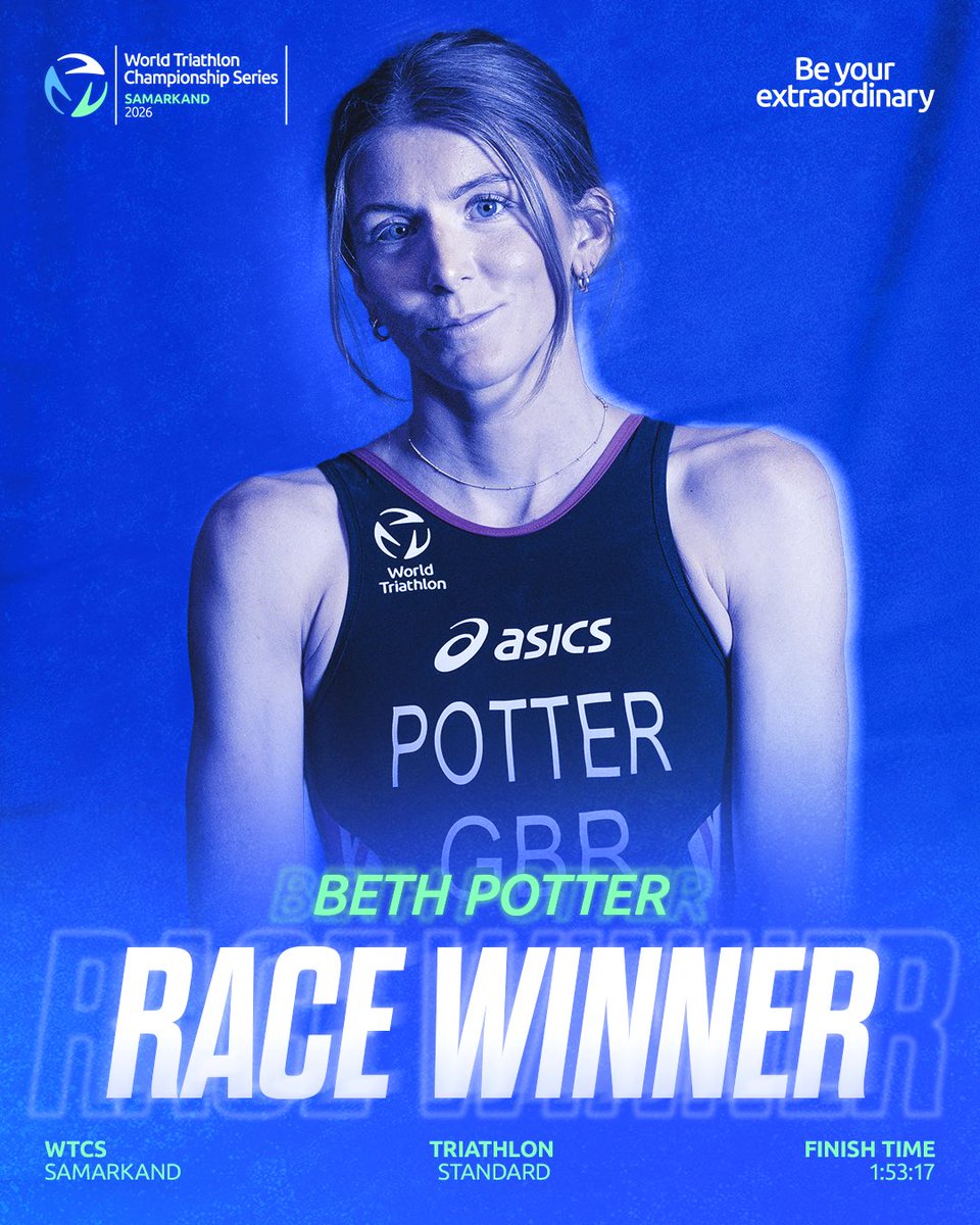 worldtriathlon's tweet image. Beth Potter is our 2026 WTCS Samarkand Winner! 🏆

#WTCSSamarkand #Triathlon