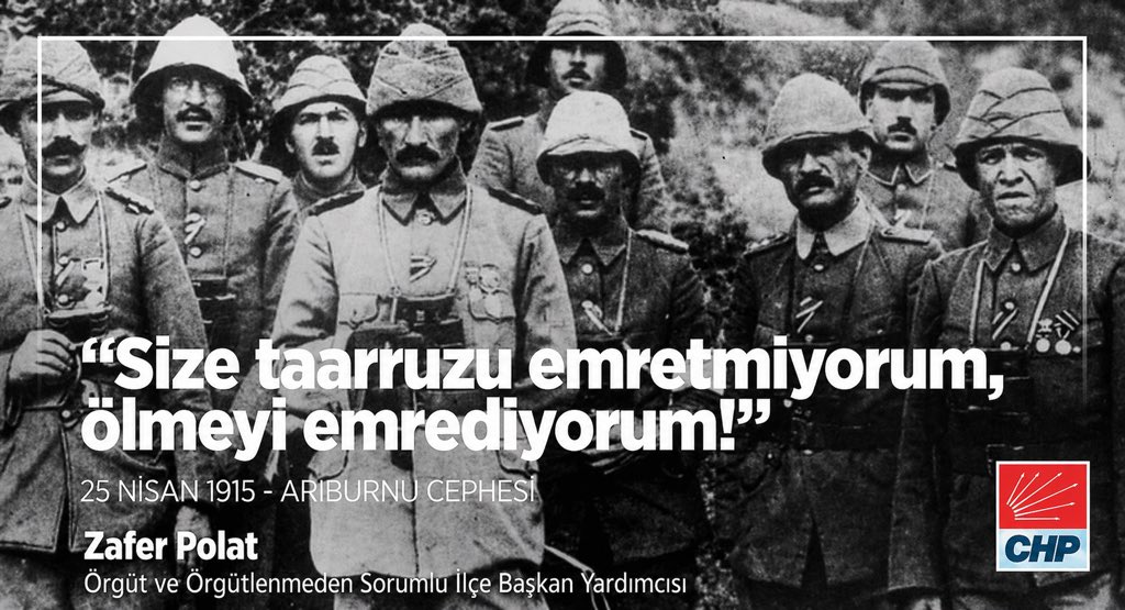 ZaferPOLAT05's tweet photo. 25 Nisan 1915'te tarih sahnesine çıkarak savaşın kaderini ve tarihi değiştirmeye başlayan 19’uncu Tümen Komutanı Yarbay Mustafa Kemal'i ve kahraman 57. Alay şehitlerini saygı ve minnetle anıyoruz. Arıburnu Zaferi kutlu olsun... https://t.co/J5QINnoB0N