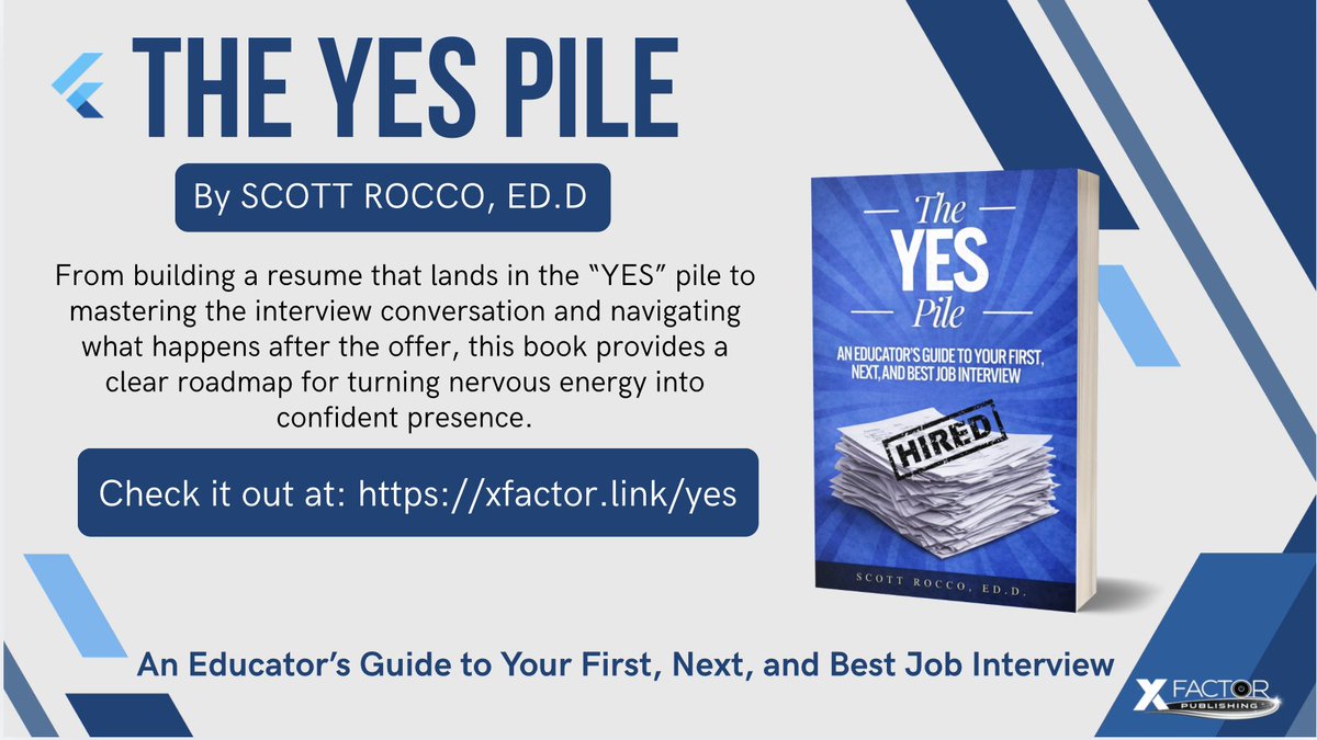 XFactorEdu's tweet photo. An Educator’s Guide to Your First, Next, and Best Job Interview

This book by @ScottRRocco  provides a clear roadmap for turning nervous energy into confident presence.

Check it out at: https://t.co/iEkhvYocs7

@MatthewXJoseph https://t.co/6gwTg96DeT