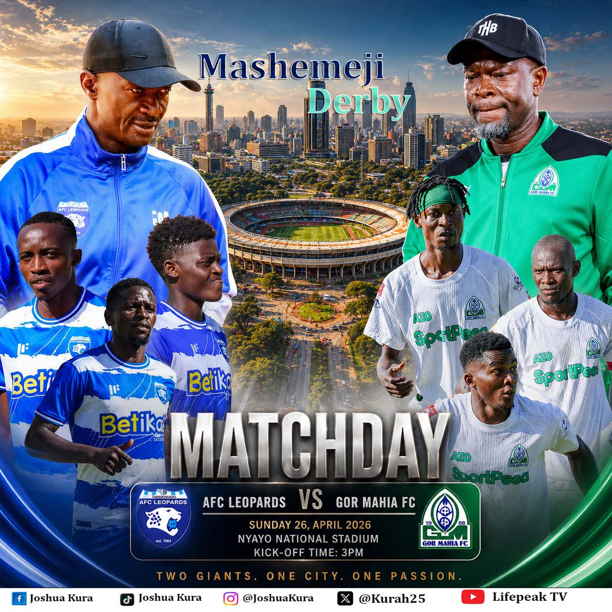 kurah25's tweet photo. AFC Leopards and Gor Mahia clash this Sunday at Nyayo National Stadium with the Kenyan Premier League title firmly in sight. Gor Mahia sit top with 58 points from 28 matches, just three points ahead of second-placed AFC Leopards on 55. https://t.co/98gDVDPleV