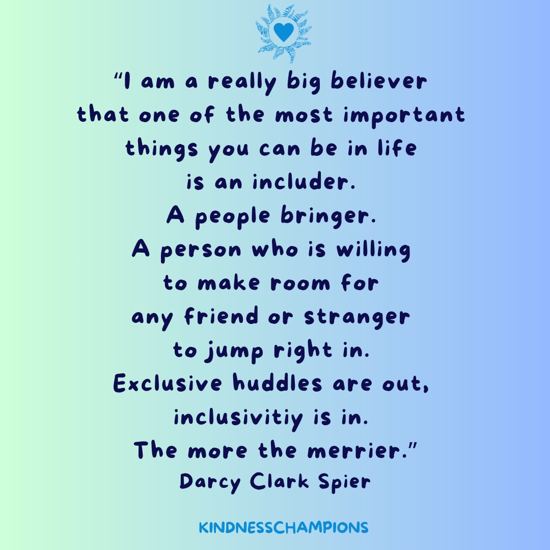 KindnessChamps's tweet image. Kindness Champions be an includer🥰
We Love You❤️
#StrongerTogether💪🏼💪🏻💪🏽💪🏿💪🏾
#Ubuntu🌻
#beanincluder💝
#DarcyClarkSpier🌟