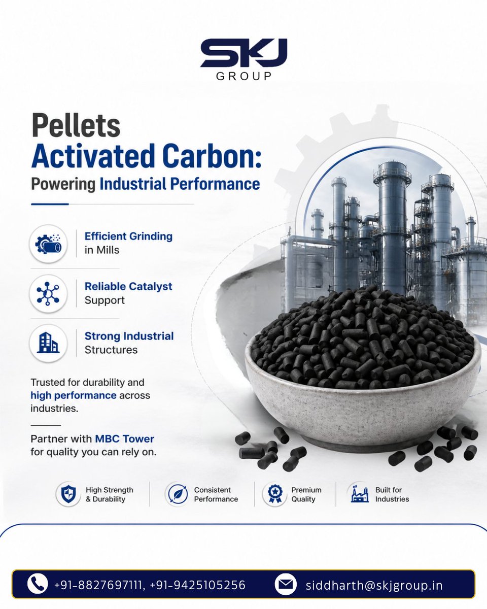 SKJGroup_'s tweet image. Your plant performance dropping… and you don’t even know why? 👀
Activated Carbon Pellets = Cleaner process + Better efficiency ⚙️

📞 +91 94251 05256 | +91 88276 97111
🌐 skjgroup.in

#SKJGroup #IndustrialSolutions #ProcessEfficiency #ChemicalIndustry