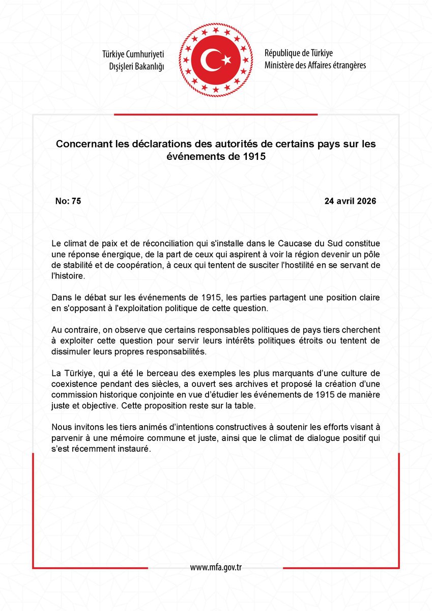 Turkish MFA / MAE Français tweet media