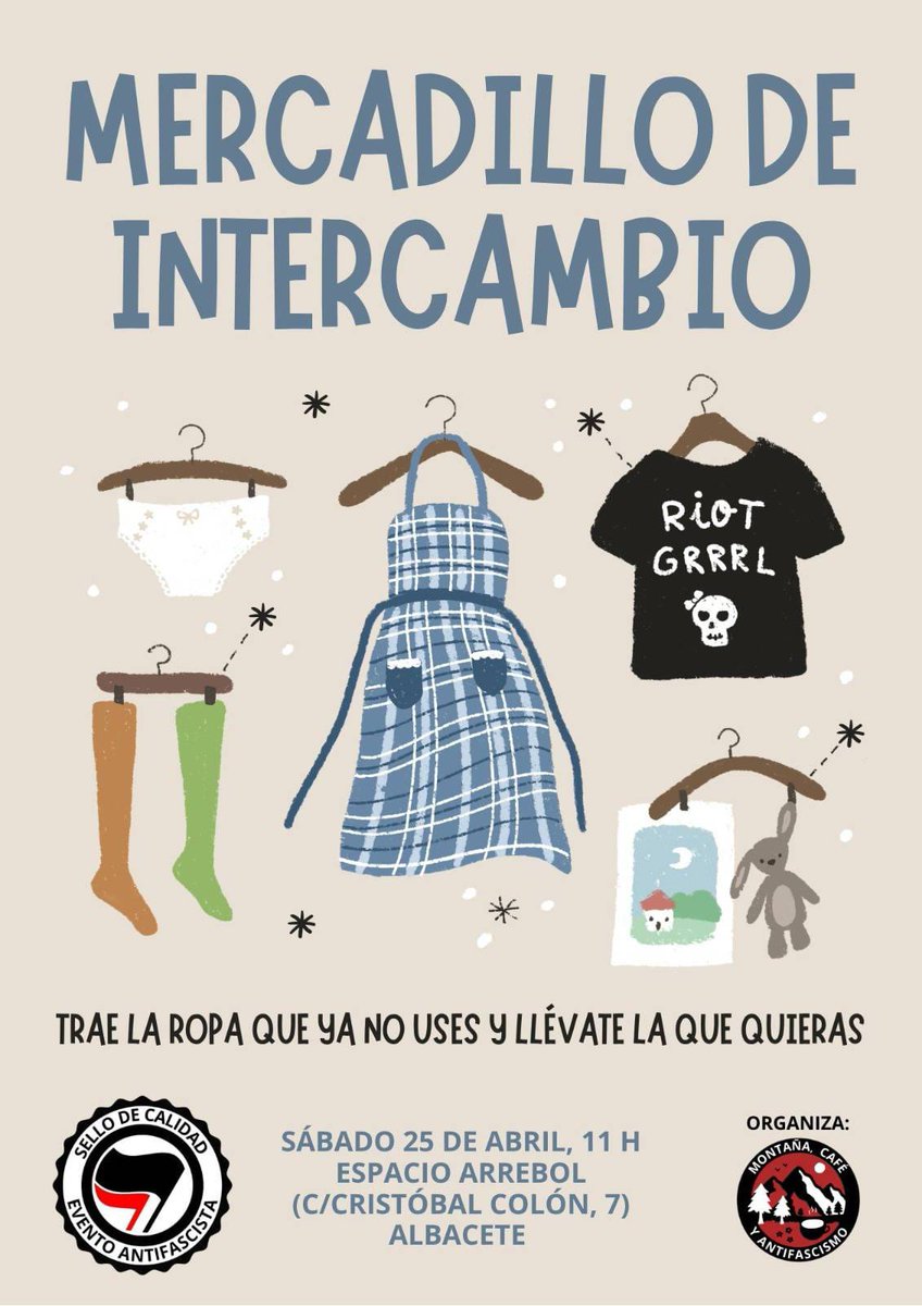 DiscosRuidosos's tweet photo. Mercadillo de intercambio de ropa #Albacete https://t.co/4i67HjW2gP