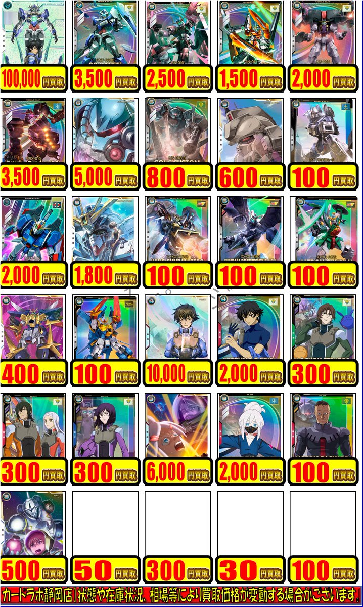 ガンダムアーセナルベース 買取情報】 VE02 更新しました！ 明日10時