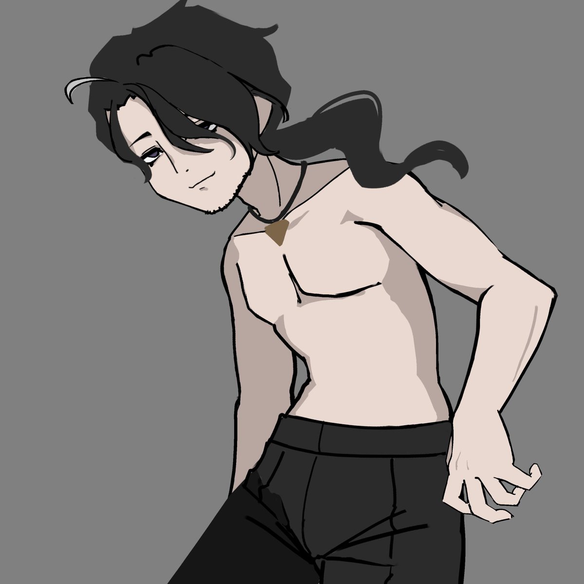 ちょっと息抜きで普段描かない男性に挑戦（服を描く前のラフ）