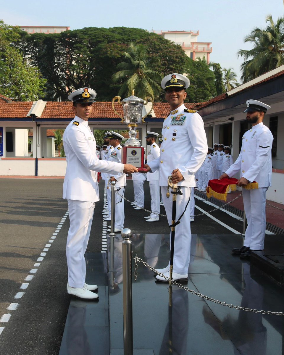 IN_SignalSchool's tweet photo. Passing out Parade was conducted on completion of an intensive 48 weeks Long Communication specialisation #Signalschool training program encompassing communication, electronic warfare, information warfare, cyber security and network centric operations. Officers of the Indian Navy and Indian Coast Guard have successfully qualified in the course and trainees with outstanding performance were felicitated during the ceremony #IndianNavy

Lt Cdr Aditya Krishnan secured First in Overall Order of Academic Merit and Lt Cdr Sanjeev Kumar Singh was adjudged the Most Spirited Officer for showcasing best all round performance.
@indiannavy 
@IN_WesternFleet 
@IN_EasternFleet 
@IN_WNC 
@IN_HQENC 
@IN_HQSNC 
@IN_ASW_School 
@IN_NDSchool 
@IN_Dronacharya