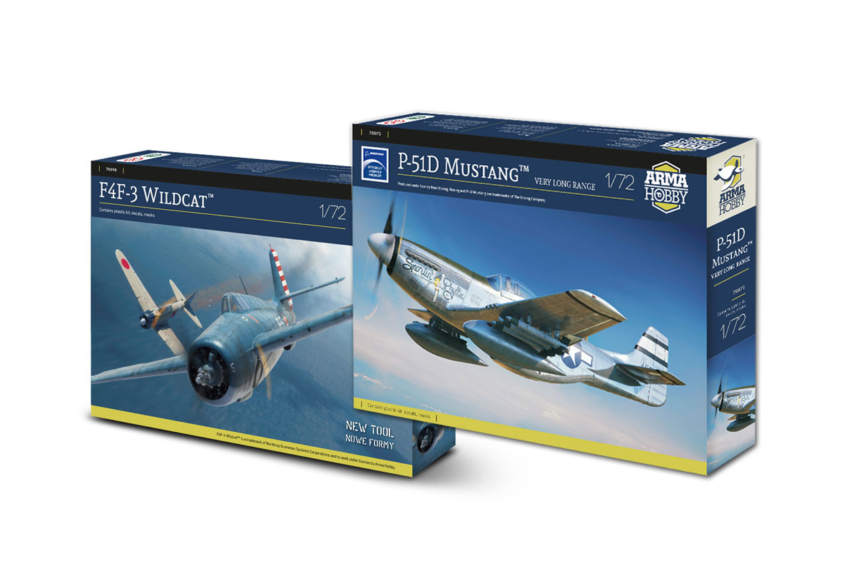 ArmaHobby's tweet image. New pre-orders are live.

From early Pacific battles to missions over Japan:

✈️ F4F-3 Wildcat – new tooling
✈️ P-51D Mustang VLR – Iwo Jima fighter

Which would you build first?➡️ armahobby.com/group/preorder…

#ArmaHobby #Wildcat #Mustang #ScaleModel #172scale #TTModelarze