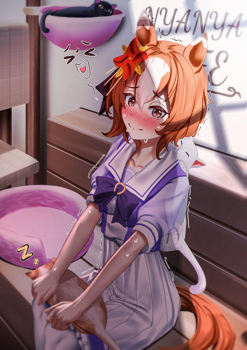 manjo_9257's tweet photo. Yaeno trying to hold herself inside a Cat Cafe
#umamusume #ウマ娘 https://t.co/ojIUDNMbGN