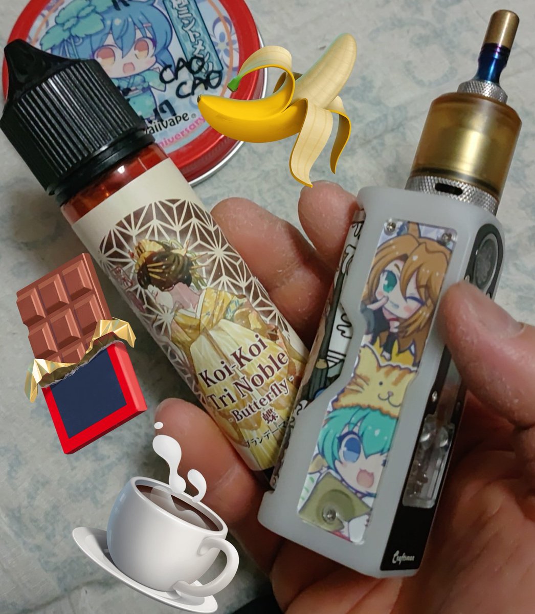 Nyasu5963's tweet image. #vape
#vape好きな人と繋がりたい
別にバナナチョコを意識した
訳では無い。
無いだろう…。
無いかもしれない…。
バナナの隠し味がウメェんだわ🤤