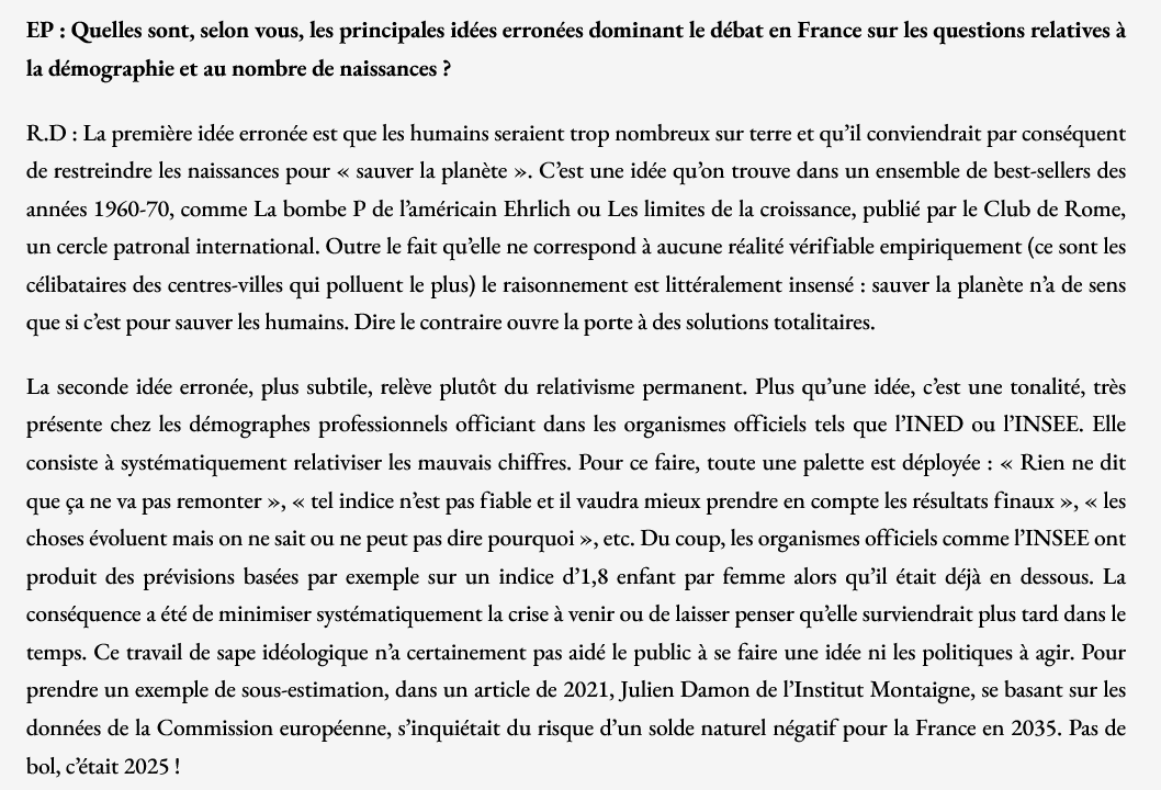 EtendardPleb's tweet photo. Le sociologue Raymond Debord @RaymondDebord  critique la croyance répandue d'une planète qui serait confrontée à un problème de surpopulation, et déplore le relativisme en vogue par rapport à la gravité de la crise démographique. 

Lien de l'entretien : https://t.co/KahUNu84lZ https://t.co/jXEGq0rSPL