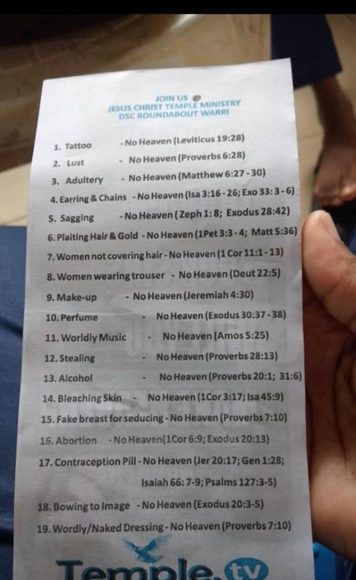Read the list and tell me the truth.

Are you sure of heaven?