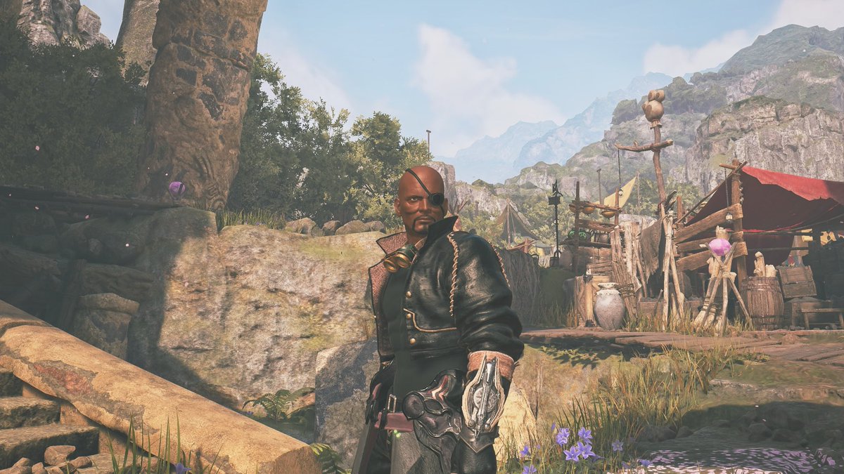 I_am_LOGAN_X's tweet image. 「Nick Fury」

S.H.I.E.L.D.の元長官であり、アベンジャーズの創設者。

常に裏で地球の危機に対処する指揮官のキャラクター

リサーチしても誰も重ね着を作っていないので作りました。
ペイントで頬骨を少し追加しました。
#モンハンワイルズ
#monsterhunterwilds
#モンハン重ね着
#ニックフューリー