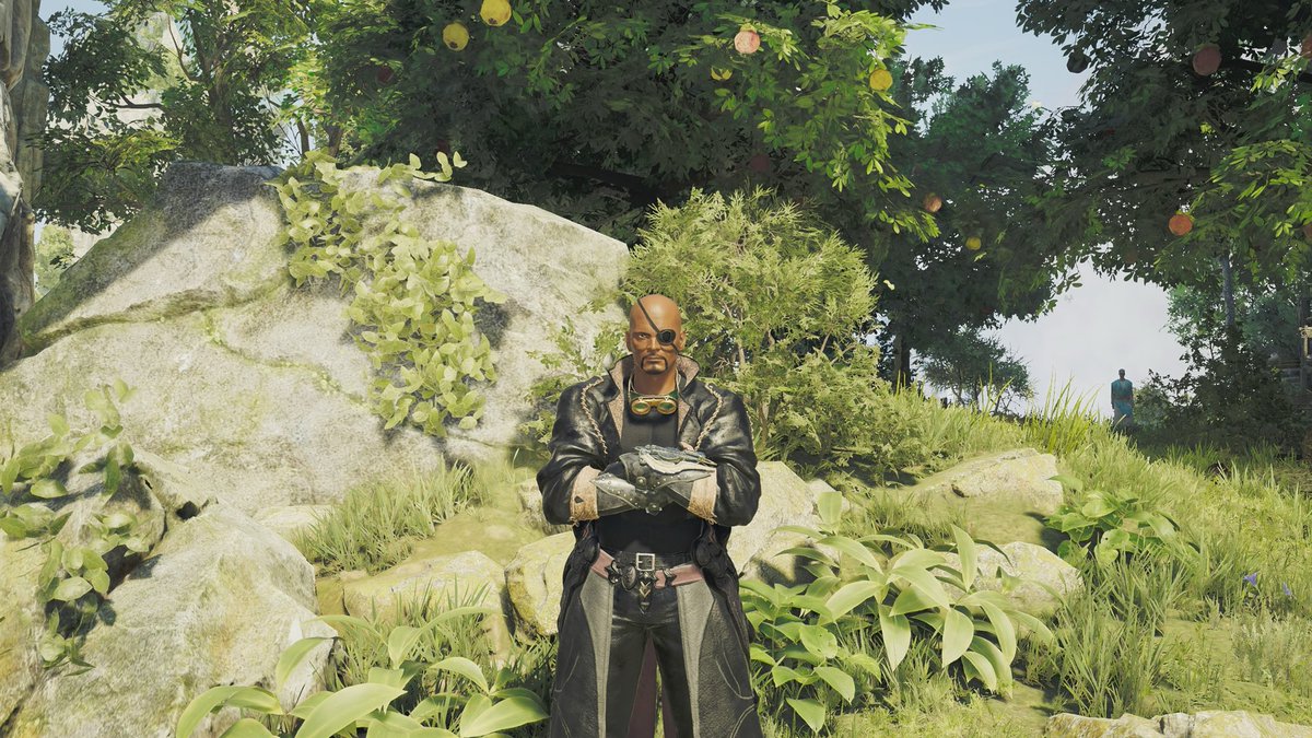 I_am_LOGAN_X's tweet image. 「Nick Fury」

S.H.I.E.L.D.の元長官であり、アベンジャーズの創設者。

常に裏で地球の危機に対処する指揮官のキャラクター

リサーチしても誰も重ね着を作っていないので作りました。
ペイントで頬骨を少し追加しました。
#モンハンワイルズ
#monsterhunterwilds
#モンハン重ね着
#ニックフューリー