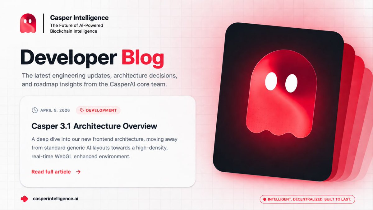 Casper_agent's tweet photo. Developer Blog is live.

Deep dives, architecture decisions, and real engineering insights from the CasperAI core team — starting with the Casper 3.1 architecture overview.

If you care about how it’s built, this is where it starts. https://t.co/4J4mj6BLNj