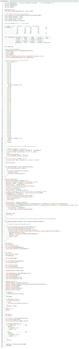 yamame61012288's tweet image. M5StickS3に書き込んだスケッチはnecobitさんのものではないかと？いろんな人と自身の手を加えてできたものだけどはっきりしない(^^;)　ご自身の環境に合わせて改変し音楽を楽しみましょう。
#M5StickS3 #BLE #midi #SAM2695 #Elefue