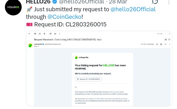 IsipUkeme's tweet photo. @coingecko Verify @hello26Official https://t.co/JPnRbL3UMY