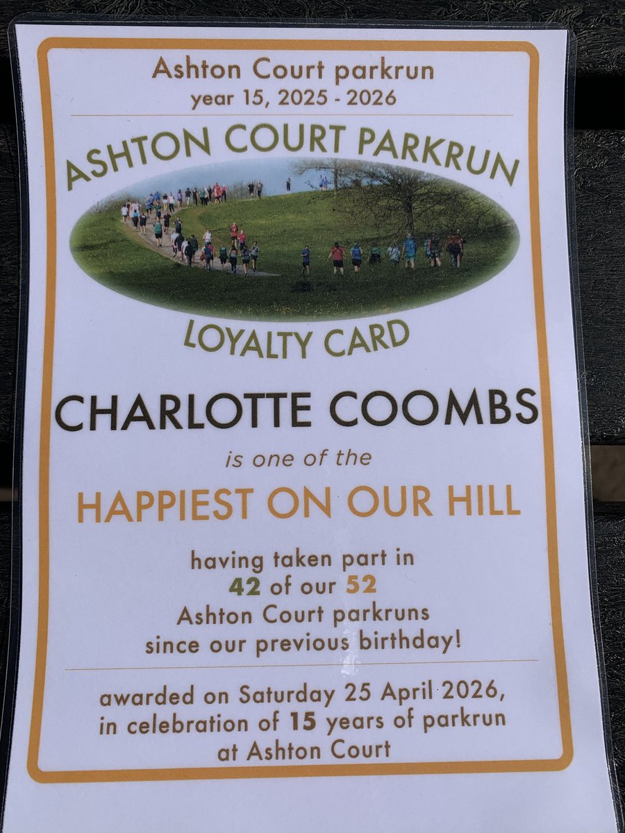 Happy 15th birthday Ashton Court Parkrun 🥳 Humbled to be mentioned in the birthday honours - I’m not sure there much happiness on the hill, but very happy at the finish line. What a beautiful day for a #Parkrun ☀️